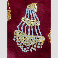 Hira Collections Statement Kundan Stone Pearl Passa for Women /Designer Hair Accessory