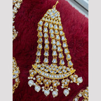Hira Collections Statement Kundan Stone Pearl Passa for Women /Designer Hair Accessory