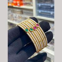 Hira Collections Premium Pota Stone And Pearl Bangles Set