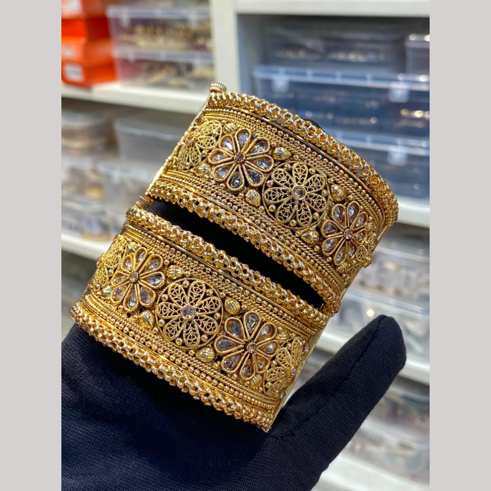 Hira Collections Premium Crystal Stone Openable Bangles Set