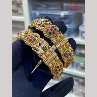 Hira Collections Premium Pota Stone Meenakari Openable Bangles Set
