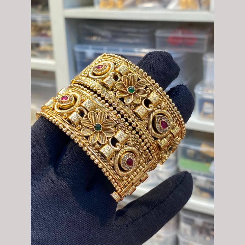 Hira Collections Premium Pota Stone Openable Bangles Set