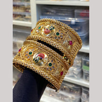 Hira Collections Premium Pota Stone Meenakari Openable Bangles Set