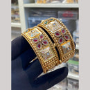 Hira Collections Premium Pota Stone And Meenakari Openable Bangles Set