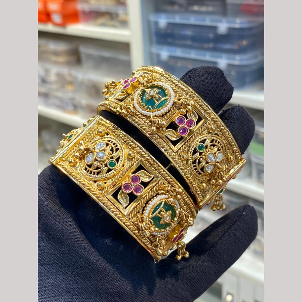 Hira Collections Premium Pota Stone Openable Bangles Set