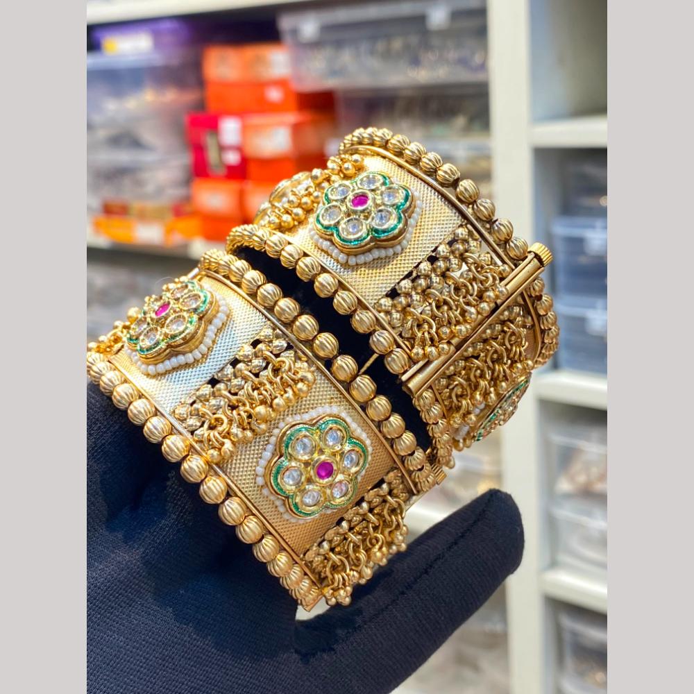 Hira Collections Premium Pota Stone Openable Bangles Set