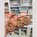 Hira Collections Stylish Crystal Stone And Pearl Dangler Earrings With Maang Tikka