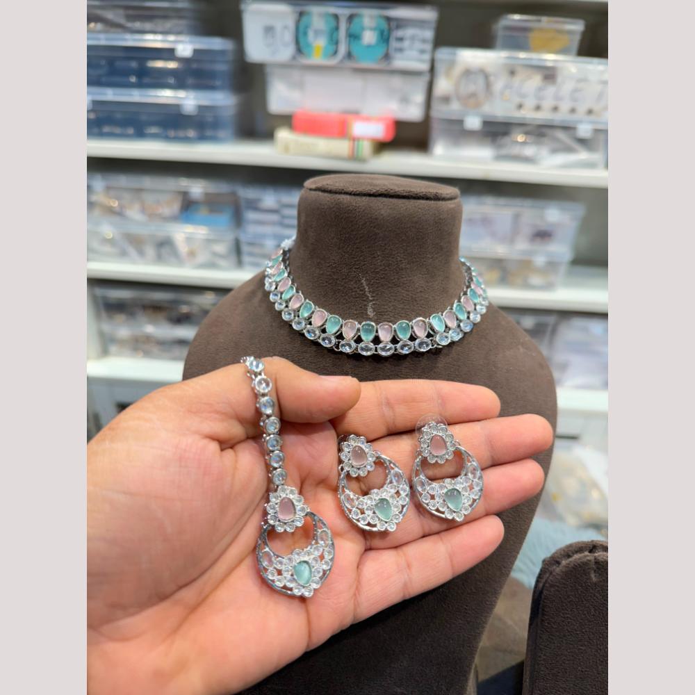 Hira Collections Royal Pota Stone Choker Necklace Set