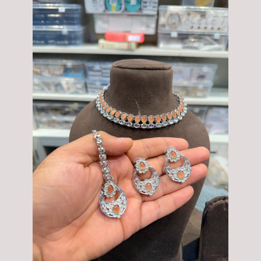 Hira Collections Royal Pota Stone Choker Necklace Set