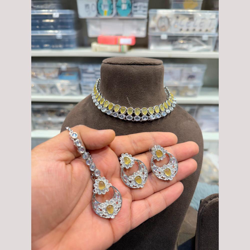Hira Collections Royal Pota Stone Choker Necklace Set