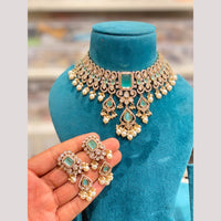 Hira Collections Designer Polki Kundan Stone And Pearl Choker Necklace Set for Women