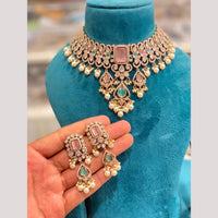 Hira Collections Designer Polki Kundan Stone And Pearl Choker Necklace Set for Women