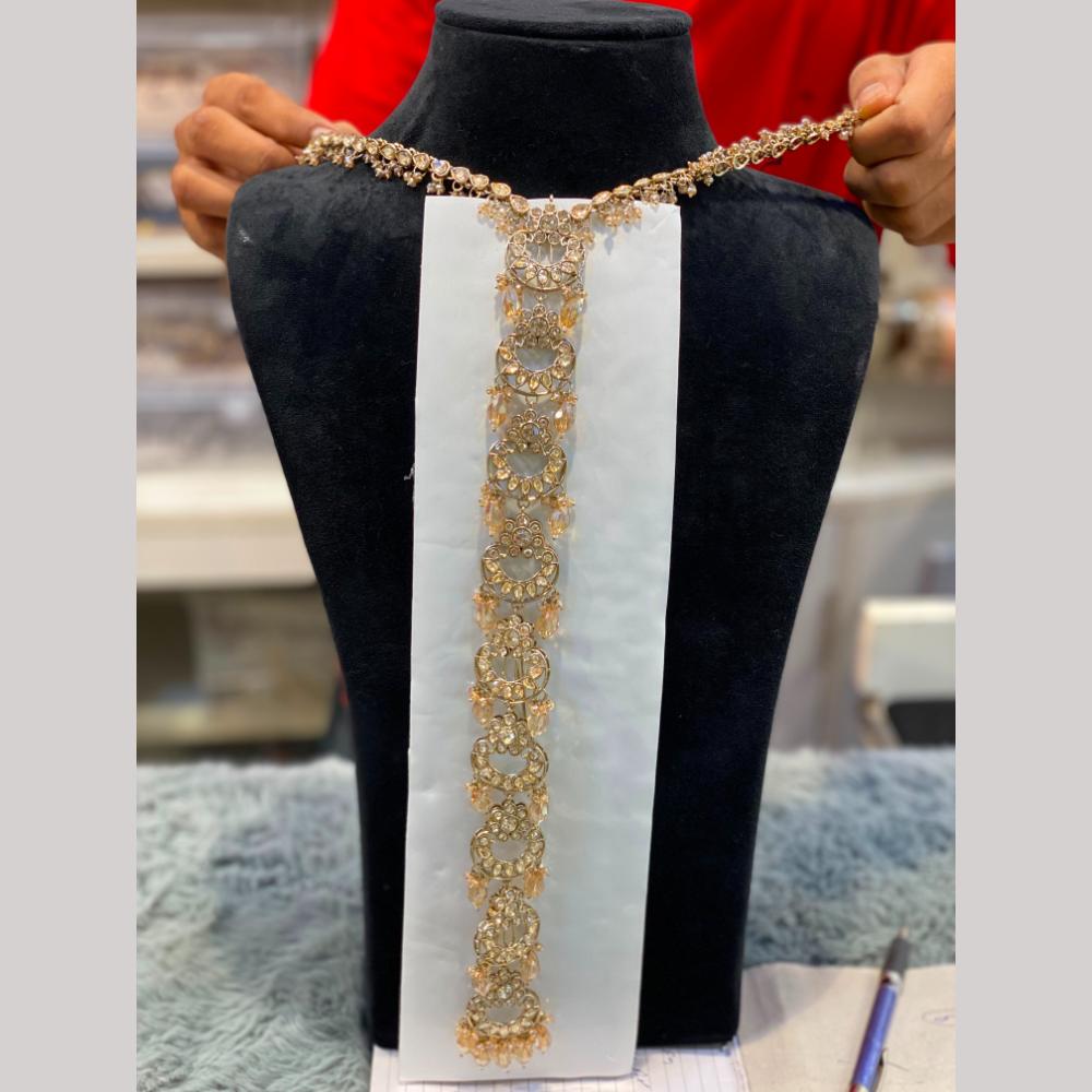 Hira Collections Gorgeous Crystal Stone And Pearl Hair Choti Wedding & Festive Look  