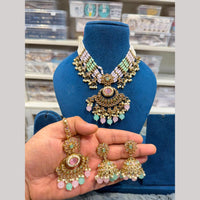 Hira Collections Wedding Wear Crystal Stone And Pearl Beautiful Necklace Set