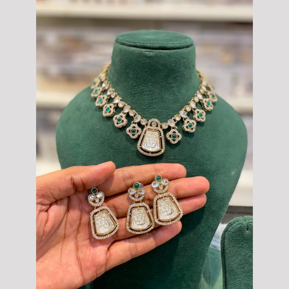 Hira Collections Royal Pota Stone Choker Necklace Set