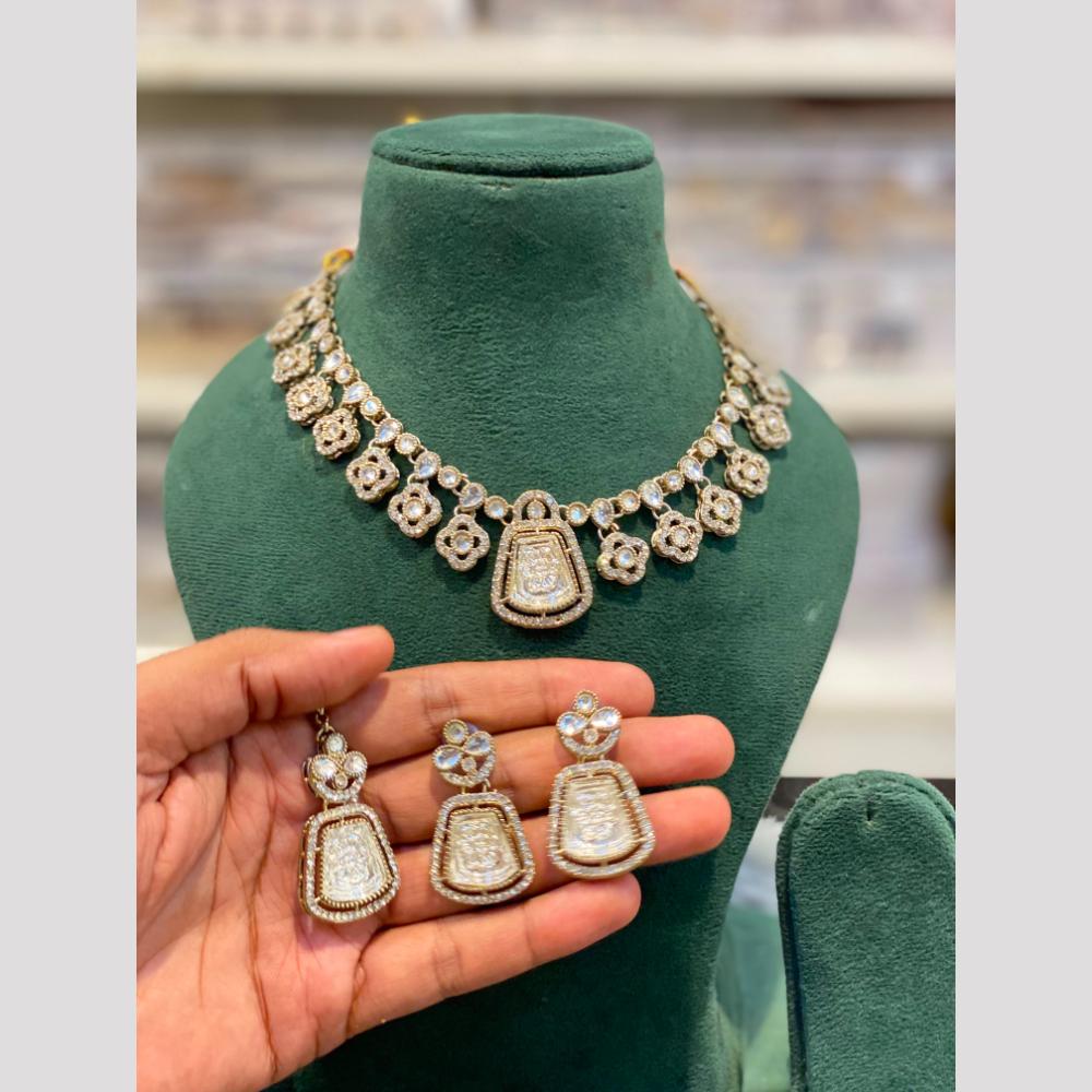 Hira Collections Royal Pota Stone Choker Necklace Set