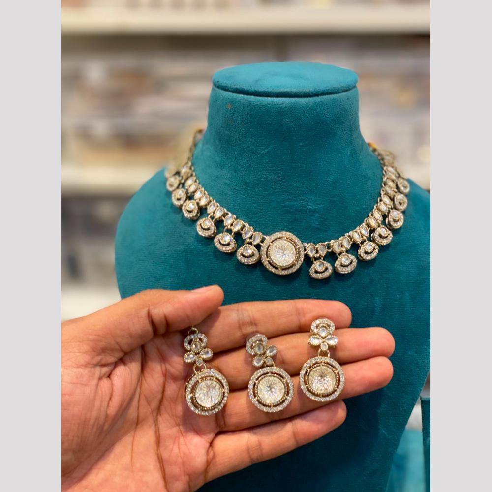 Hira Collections Royal Pota Stone Choker Necklace Set