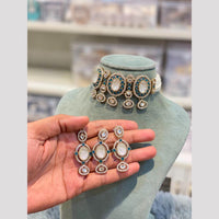 Hira Collections Royal Pota Stone And Pearl Choker Necklace Set