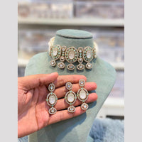 Hira Collections Royal Pota Stone And Pearl Choker Necklace Set