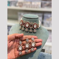Hira Collections Royal Pota Stone And Pearl Choker Necklace Set