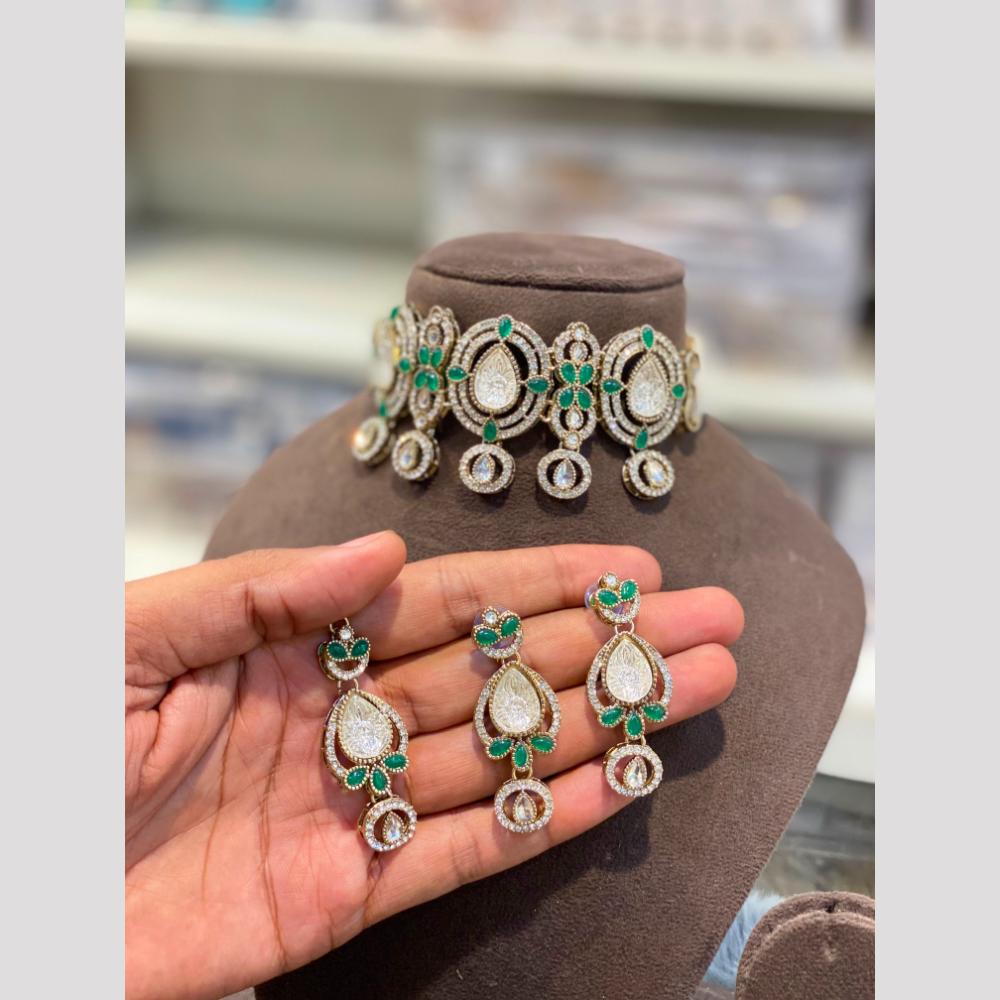 Hira Collections Royal Pota Stone Choker Necklace Set
