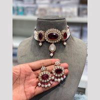 Hira Collections Royal Pota Stone And Pearl Choker Necklace Set