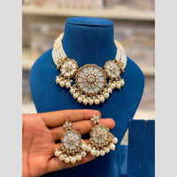 Hira Collections Royal Pota Stone And Pearl Choker Necklace Set