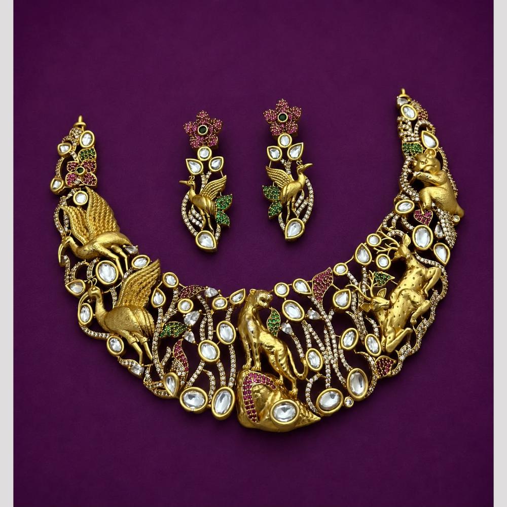 Hira Collections Regal Bridal Austrian Stone Necklace Set