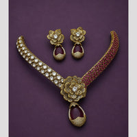 Hira Collections Elegant Austrian Stone Floral Necklace Set