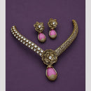 Hira Collections Elegant Austrian Stone Floral Necklace Set