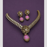 Hira Collections Elegant Austrian Stone Floral Necklace Set