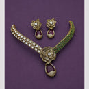 Hira Collections Elegant Austrian Stone Floral Necklace Set