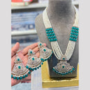 Hira Collections Regal Bridal Austrian Stone And Pearl Long Necklace Set
