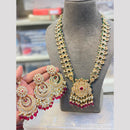 Hira Collections Maharani Style Kundan Stone And Pearl Long Necklace Set