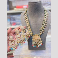 Hira Collections Maharani Style Kundan Stone And Pearl Long Necklace Set