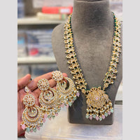 Hira Collections Maharani Style Kundan Stone And Pearl Long Necklace Set
