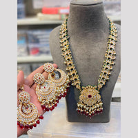 Hira Collections Maharani Style Kundan Stone And Pearl Long Necklace Set