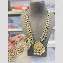 Hira Collections Maharani Style Kundan Stone And Pearl Long Necklace Set