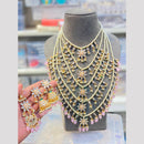 Hira Collections Maharani Style Kundan Stone And Pearl Long Necklace Set