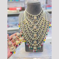 Hira Collections Maharani Style Kundan Stone And Pearl Long Necklace Set