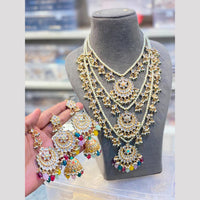 Hira Collections Maharani Style Kundan Stone And Pearl Long Necklace Set