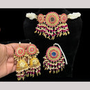 Hira Collections Premium Kundan Stone And Beads Choker Necklace Set