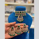 Hira Collections Beautiful Crystal Stone And Pearl Choker Necklace Set