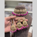 Hira Collections Beautiful Crystal Stone And Pearl Choker Necklace Set