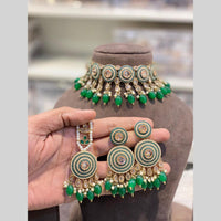 Hira Collections Beautiful Crystal Stone And Pearl Choker Necklace Set