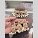 Hira Collections Beautiful Crystal Stone And Pearl Choker Necklace Set