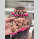 Hira Collections Beautiful Crystal Stone And Pearl Choker Necklace Set