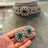 Hira Collections Designer Polki Kundan Stone Choker Necklace Set for Women