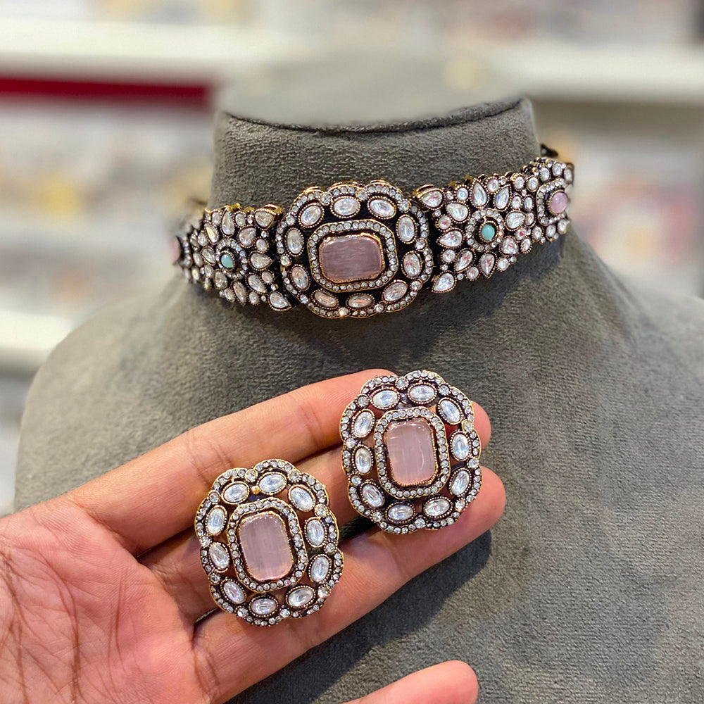 Hira Collections Designer Polki Kundan Stone Choker Necklace Set for Women