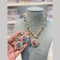 Hira Collections Ethnic Kundan And Druzy Crystal Designer Necklace Set